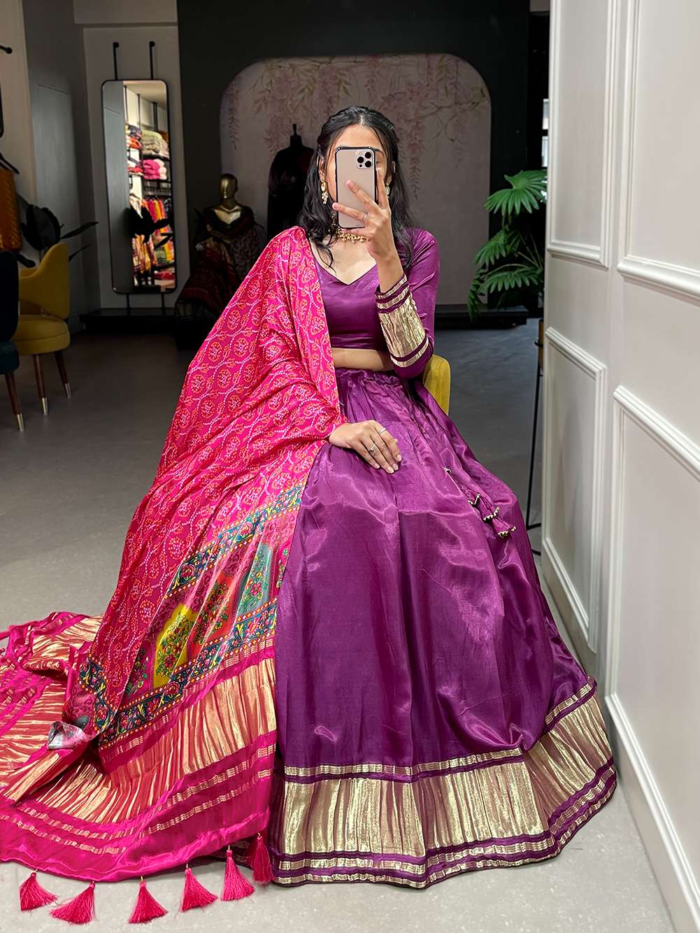 Beet Root Purple Festive Gaji Silk Lehenga Choli - PAHRAVA