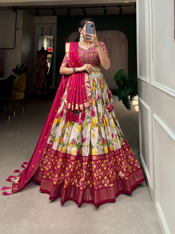 Rani Pink exquisite Tussar Silk Lehenga Set - PAHRAVA