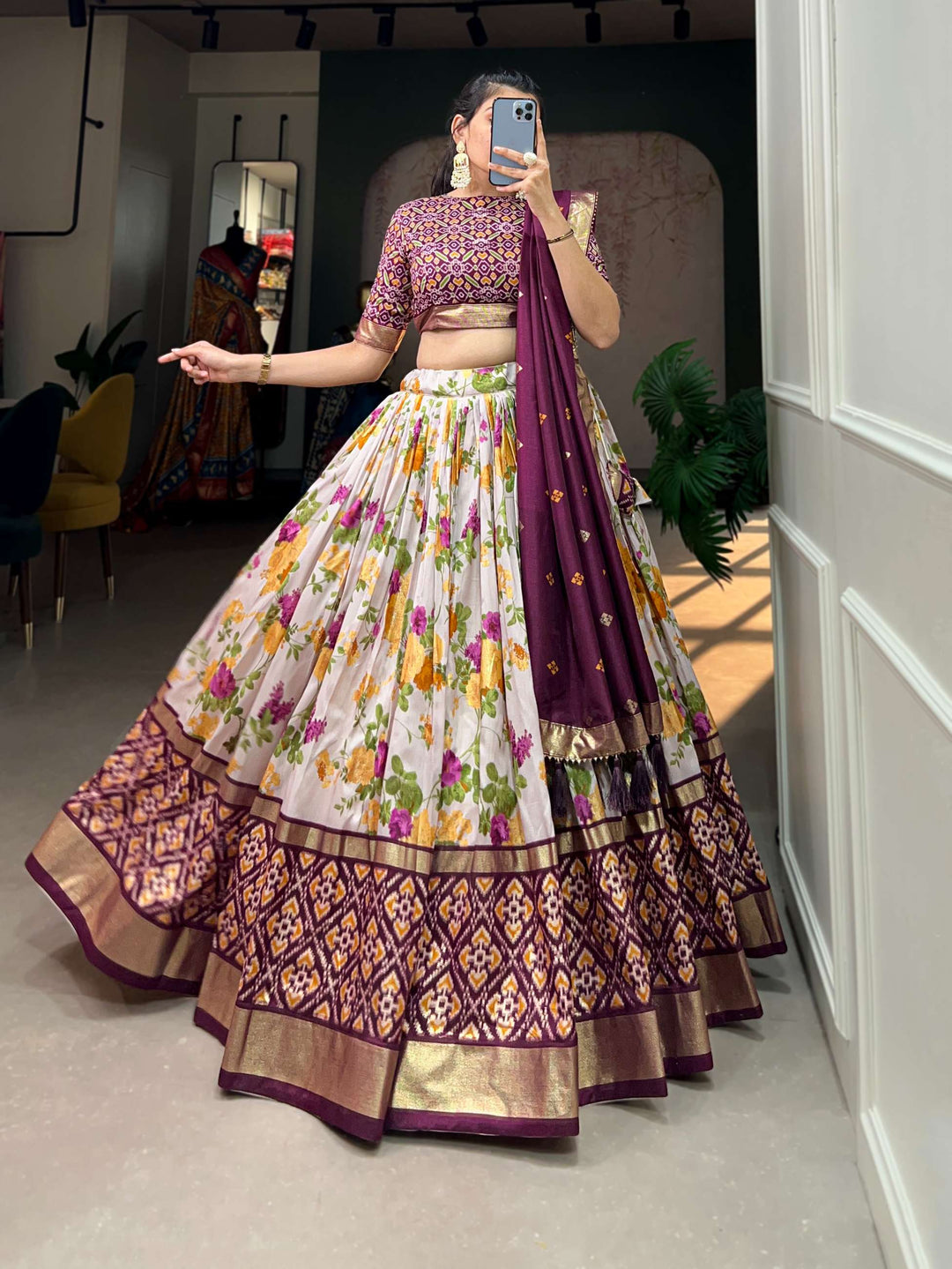 Maroon Wine exquisite Tussar Silk Lehenga Set - PAHRAVA