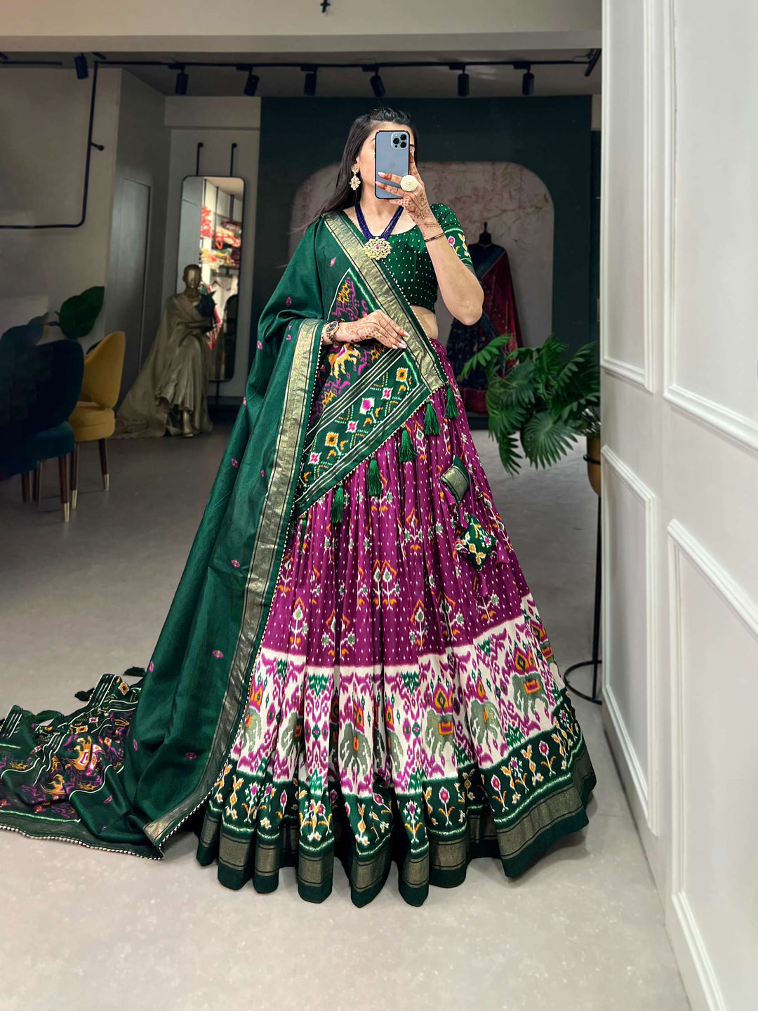 Jade Purple Elegant Tussar Silk Lehenga Set - PAHRAVA