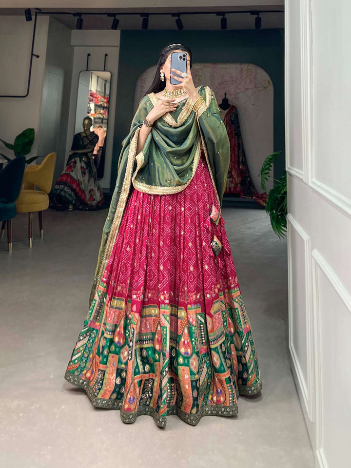 Rani Pink Pure Viscose Jacquard Silk Lehenga Set - PAHRAVA