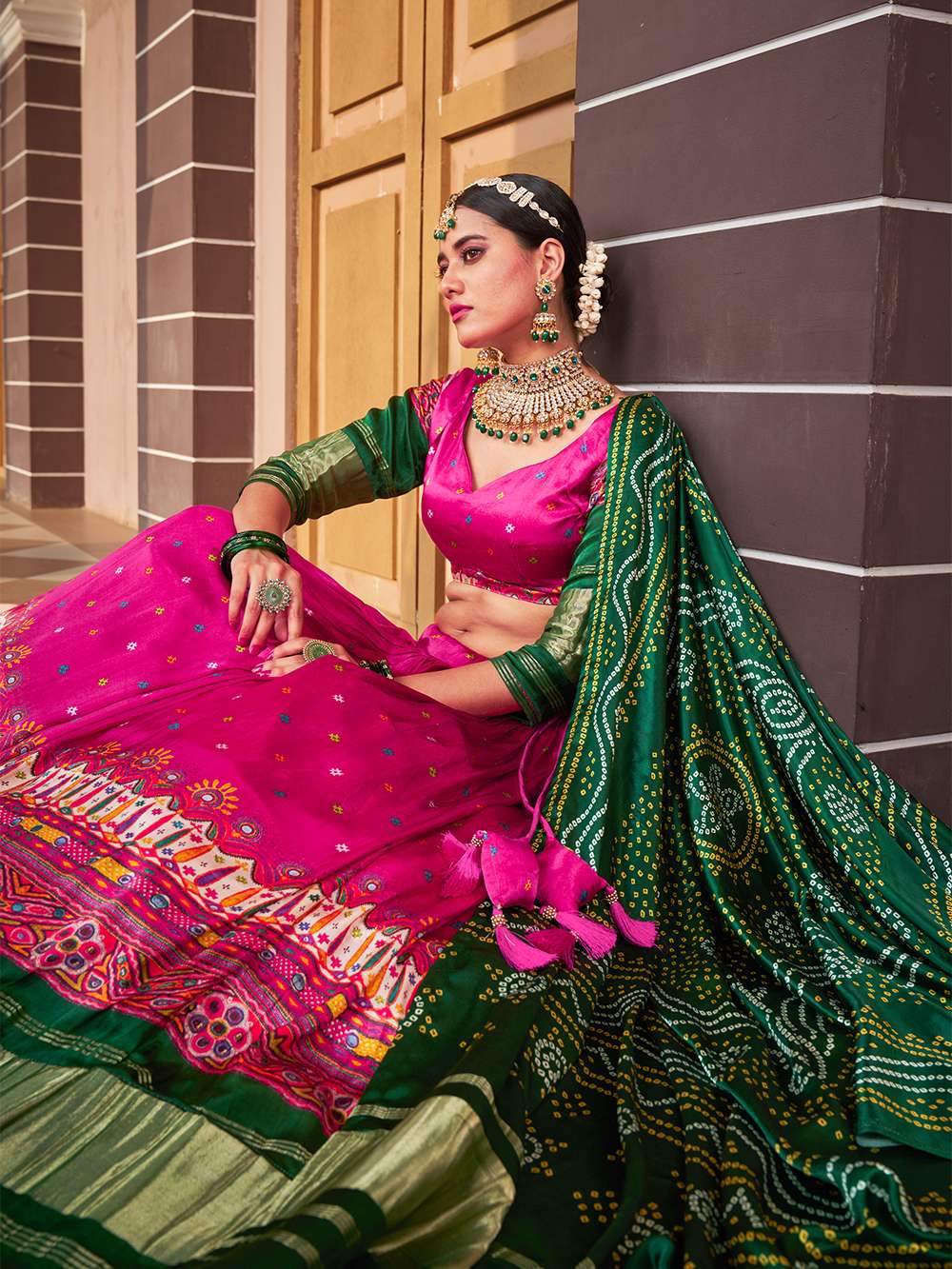 Maroon Pink Gaji Silk Lehenga Choli - PAHRAVA