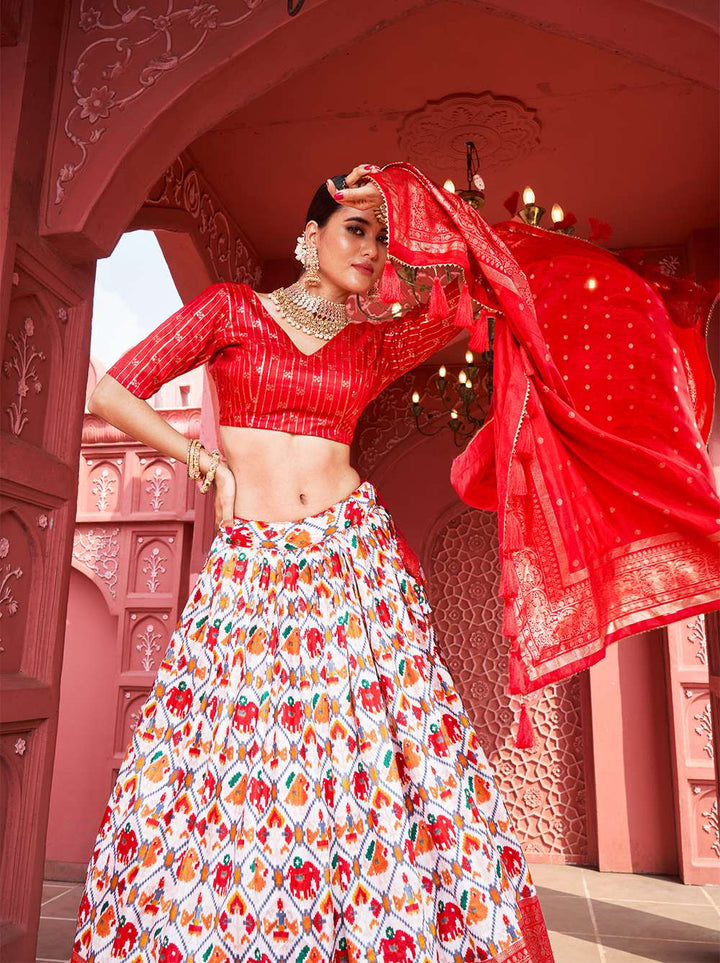 Ruby Red Classic Dola Silk Lehenga Choli - PAHRAVA