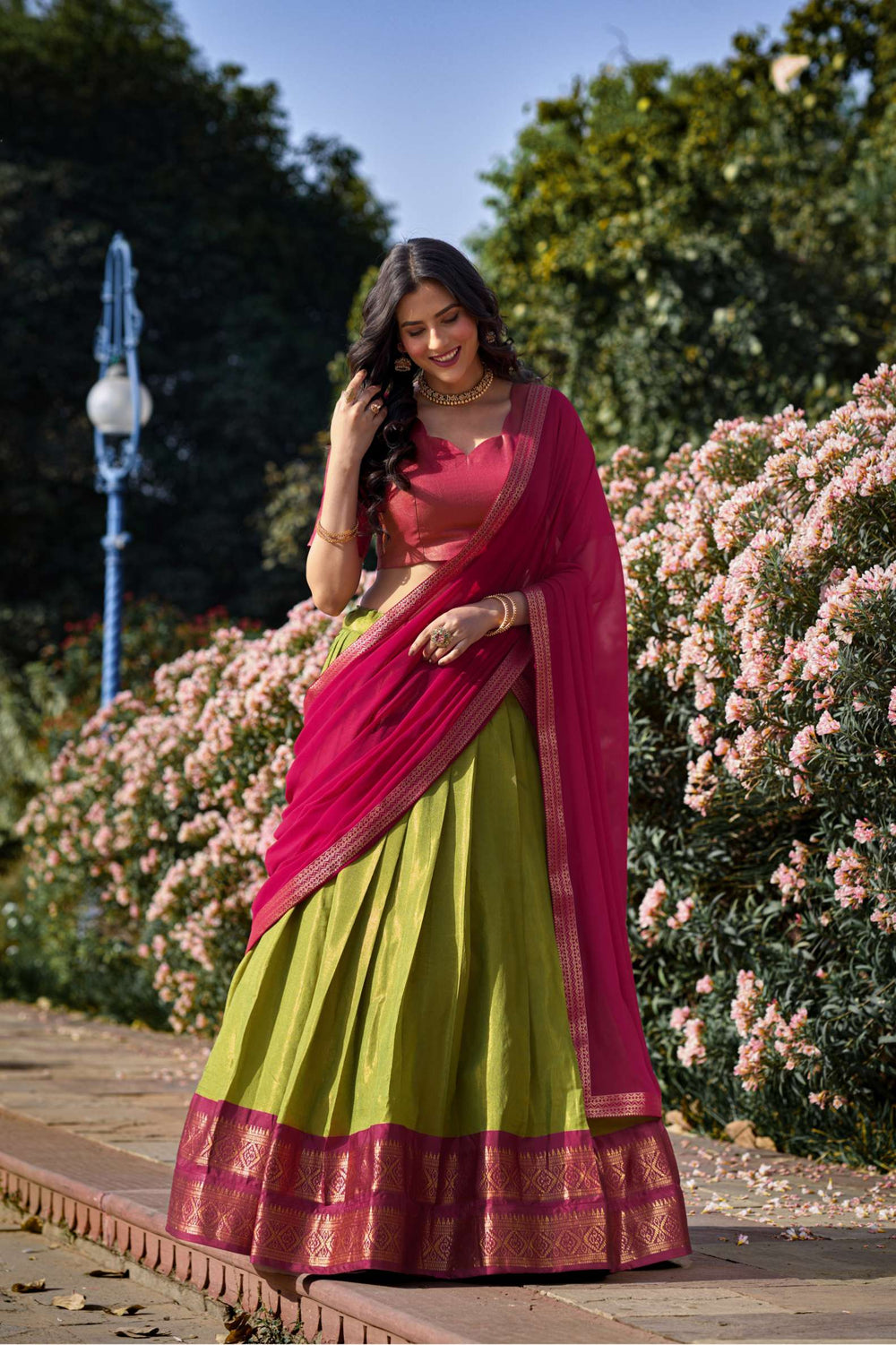 Pastel Green Kanchipuram Silk Lehenga Choli - PAHRAVA