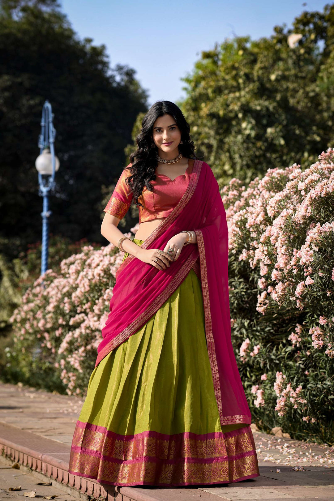 Pastel Green Kanchipuram Silk Lehenga Choli - PAHRAVA