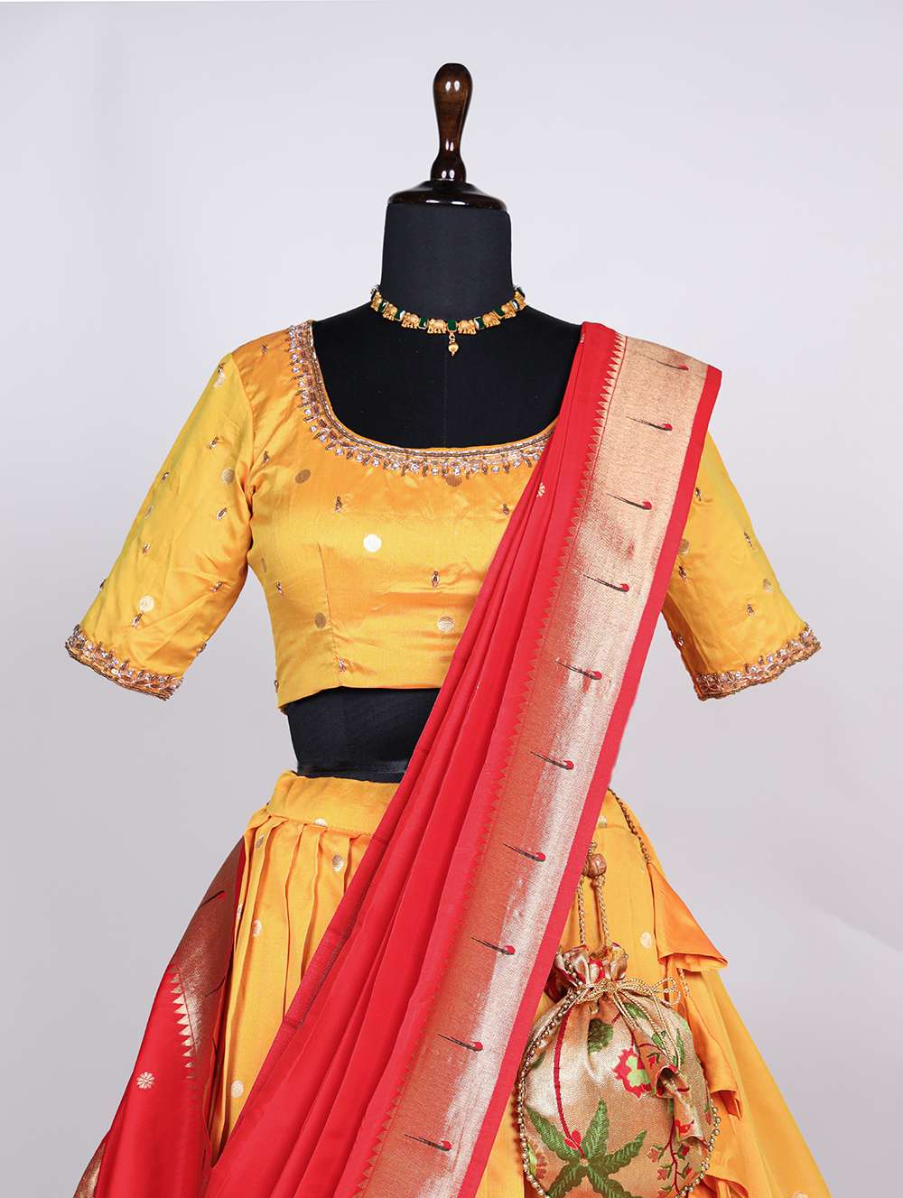 Bright Yellow Magical Paithani Lehenga Set - PAHRAVA