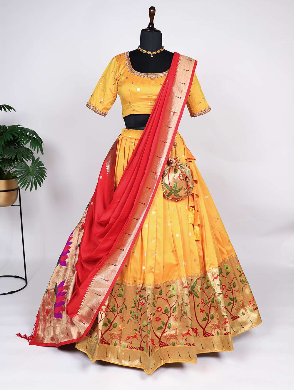 Bright Yellow Magical Paithani Lehenga Set - PAHRAVA