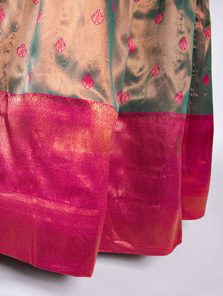 Pastel Mehndi Weaving Silk Lehenga Choli - PAHRAVA