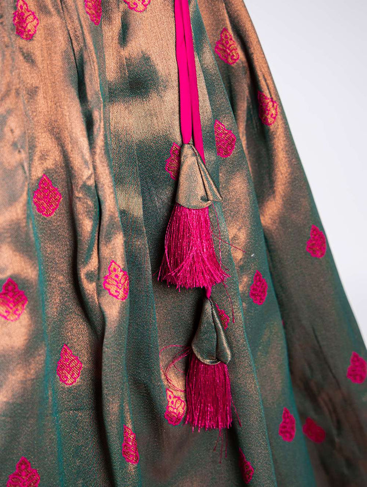 Pastel Mehndi Weaving Silk Lehenga Choli - PAHRAVA