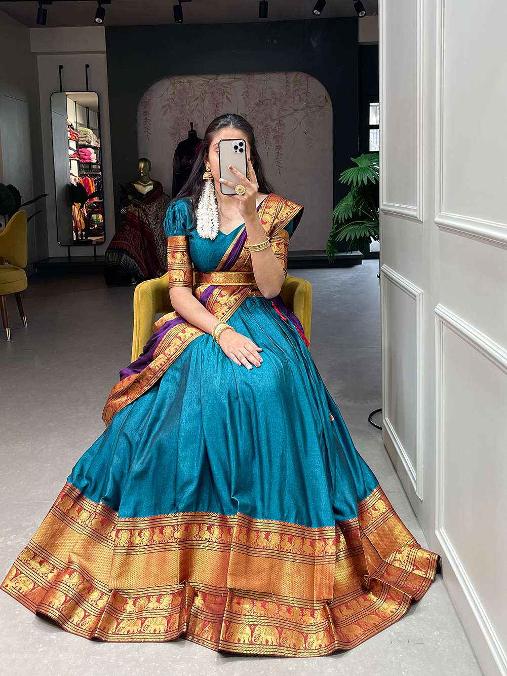 Frozen Blue Narayan Pet Cotton Lehenga Choli - PAHRAVA