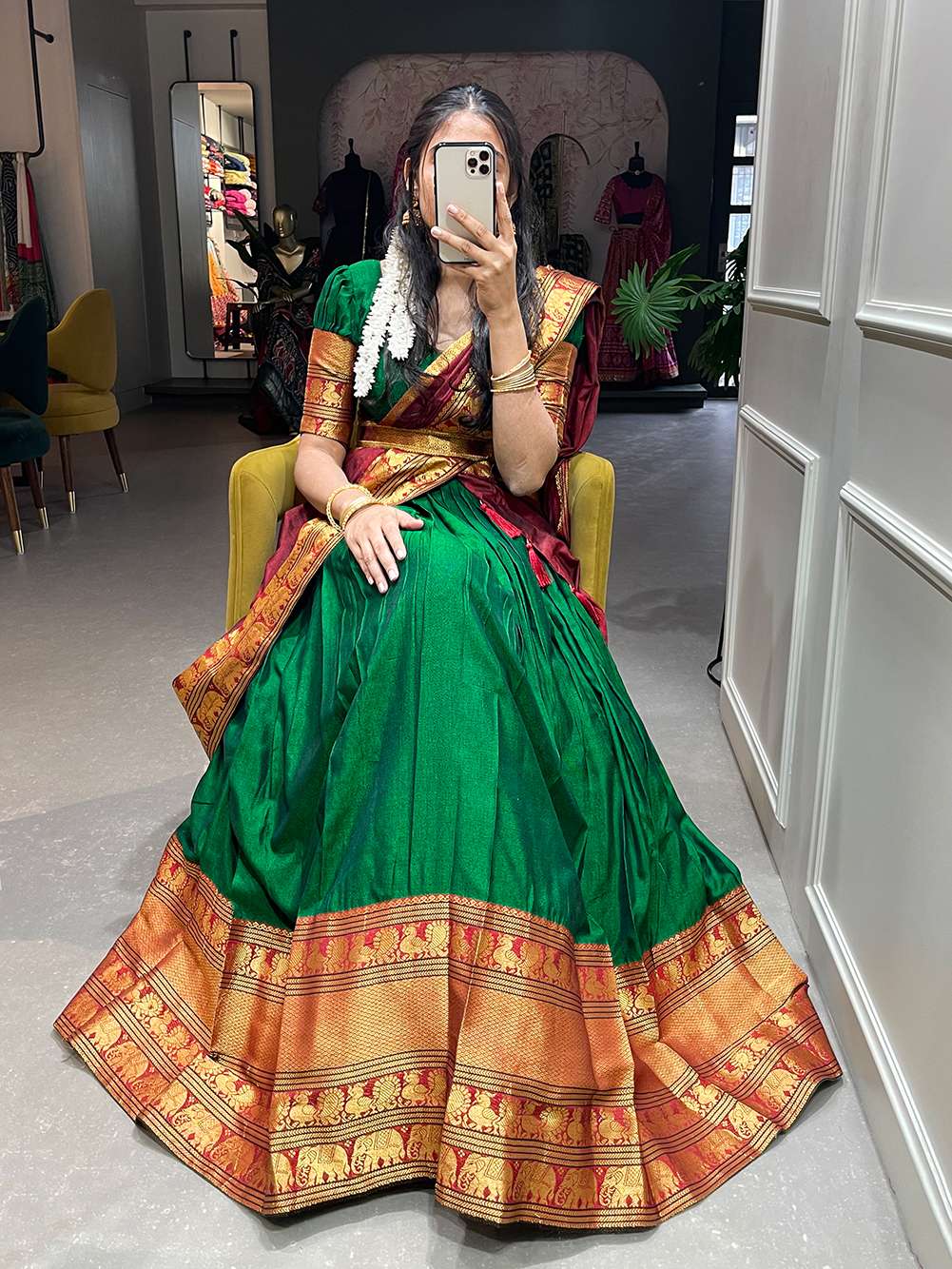 Royal Green Narayan Pet Cotton Lehenga Choli - PAHRAVA