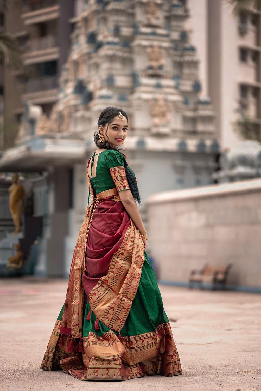 Royal Green Narayan Pet Cotton Lehenga Choli - PAHRAVA