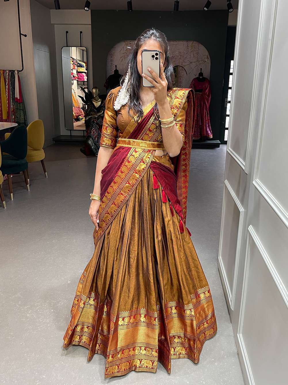 Mustard Yellow Narayan Pet Cotton Lehenga Choli - PAHRAVA