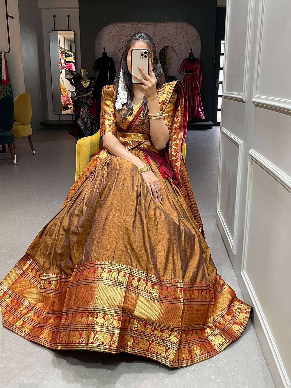 Mustard Yellow Narayan Pet Cotton Lehenga Choli - PAHRAVA