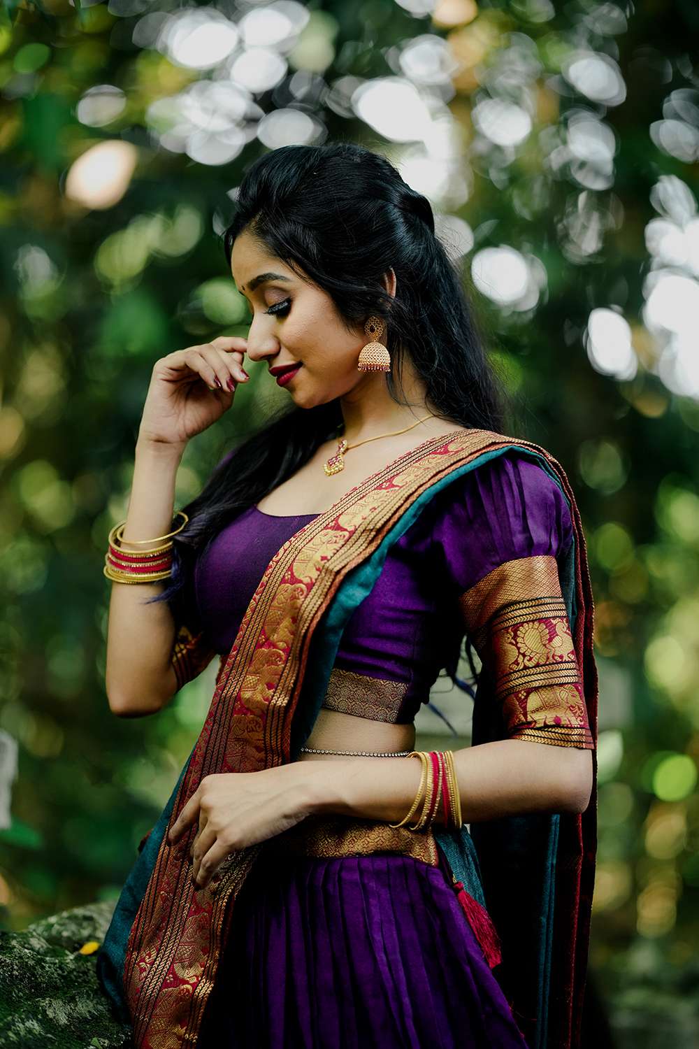 Deep Purple Narayan Pet Cotton Lehenga Choli - PAHRAVA