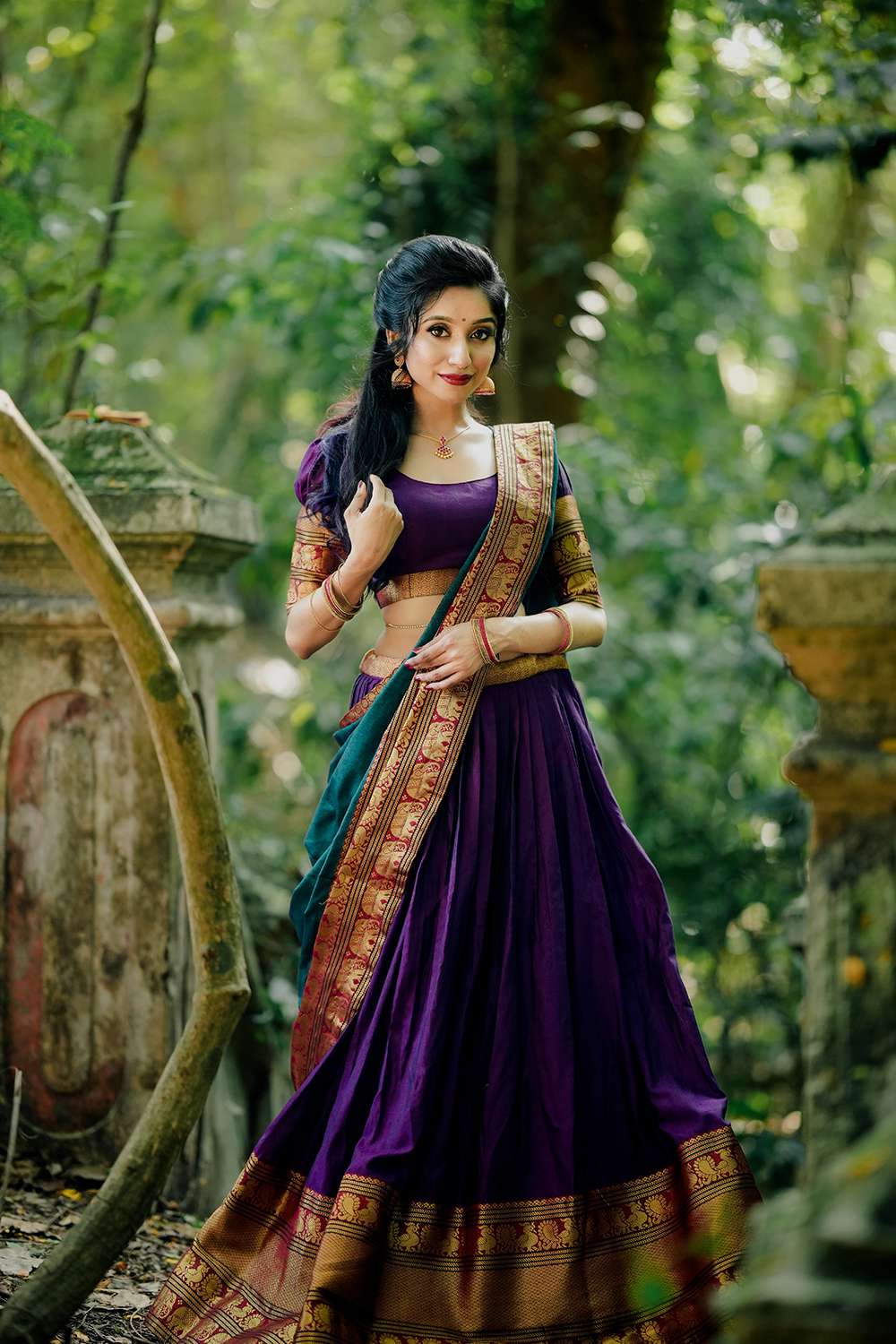 Deep Purple Narayan Pet Cotton Lehenga Choli - PAHRAVA