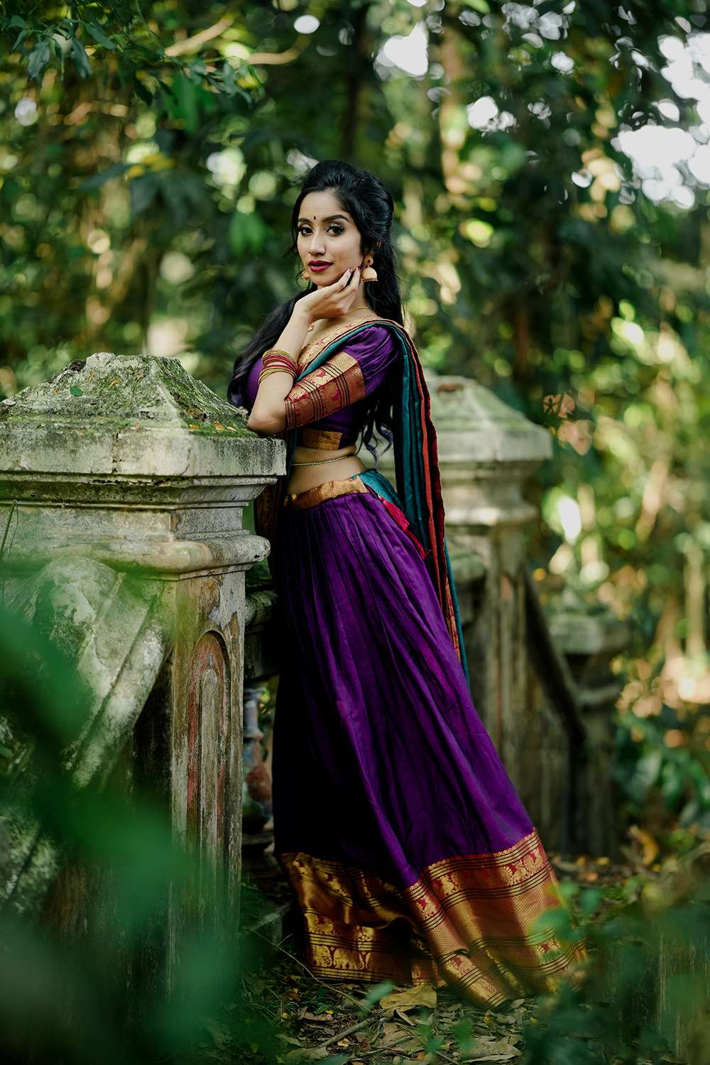 Deep Purple Narayan Pet Cotton Lehenga Choli - PAHRAVA