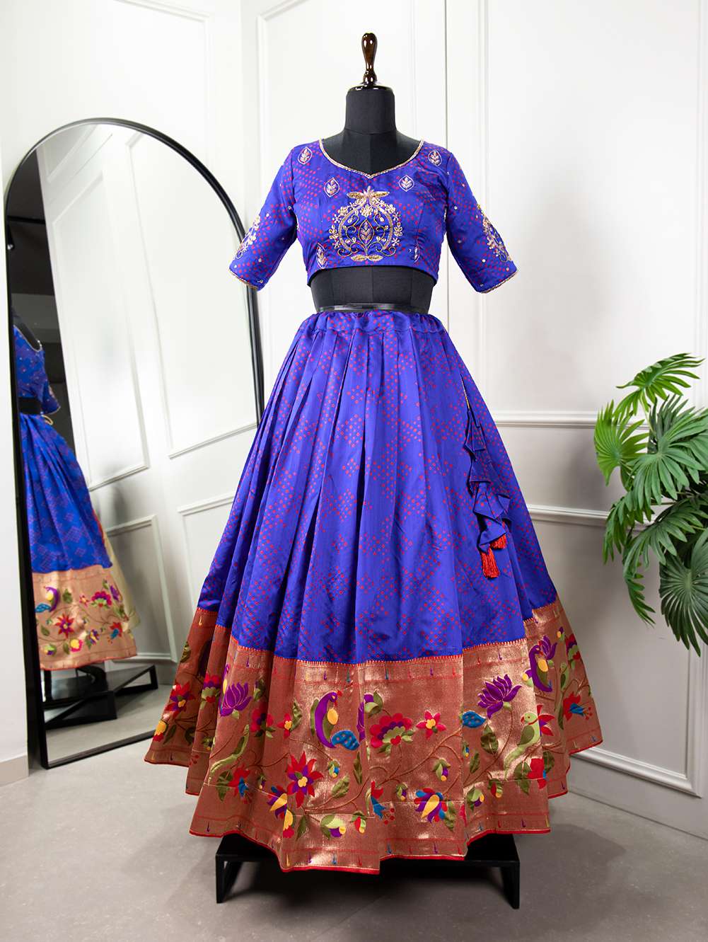 Royal Blue Indian Tradition with Paithani Lehenga Choli - PAHRAVA