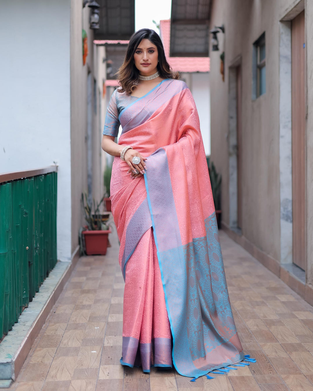 Pearl pink luxury kanjivaram silk saree - PAHRAVA