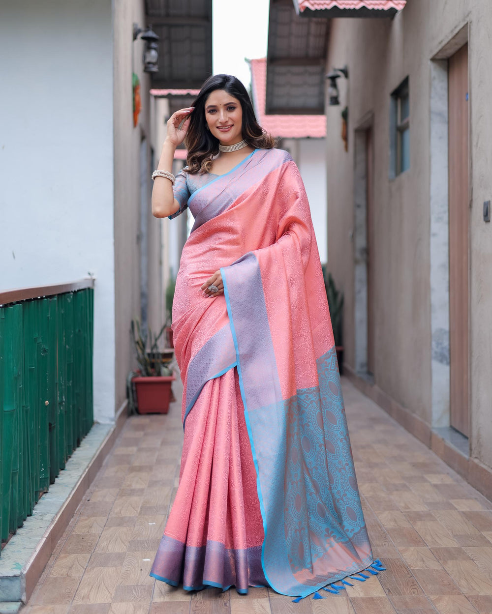 Pearl pink luxury kanjivaram silk saree - PAHRAVA