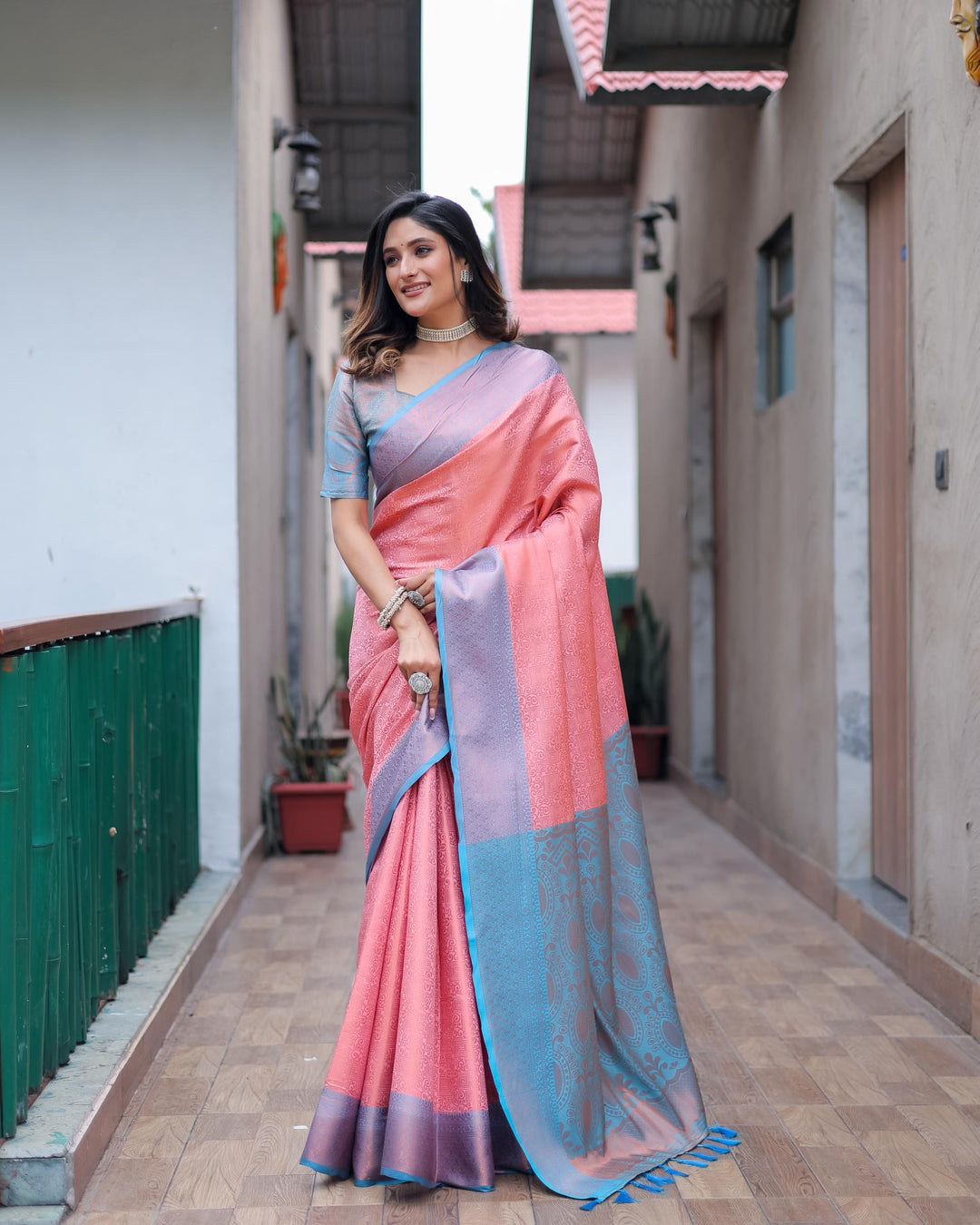 Pearl pink luxury kanjivaram silk saree - PAHRAVA