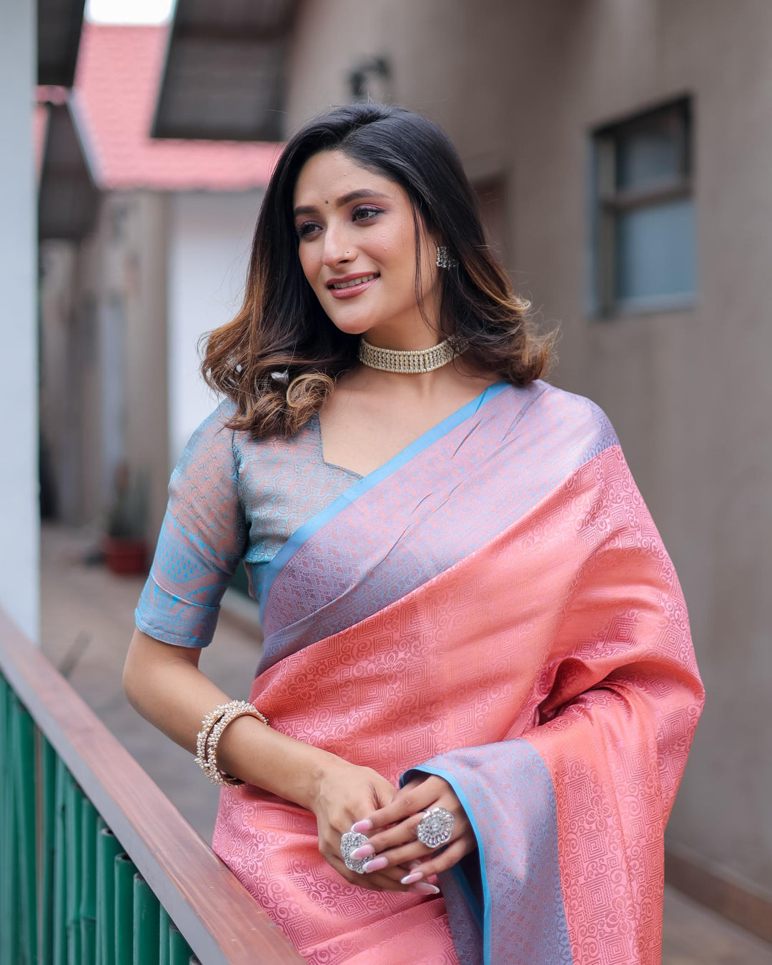 Pearl pink luxury kanjivaram silk saree - PAHRAVA