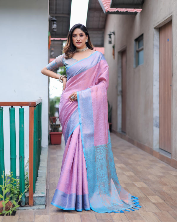 Lavender luxury kanjivaram silk saree - PAHRAVA