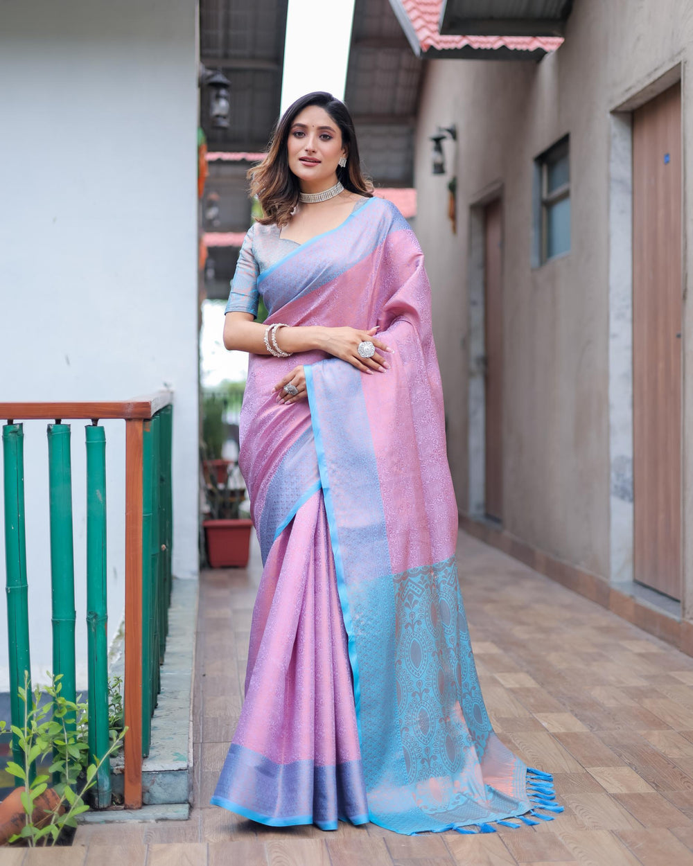 Lavender luxury kanjivaram silk saree - PAHRAVA