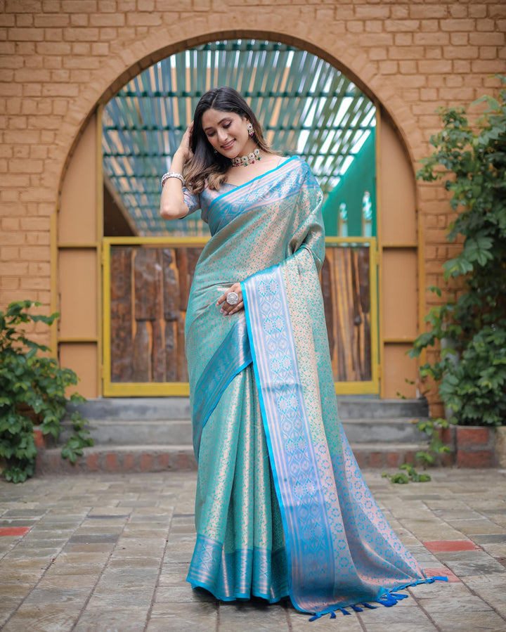 Fresh blue luxury kanjivaram silk saree - PAHRAVA