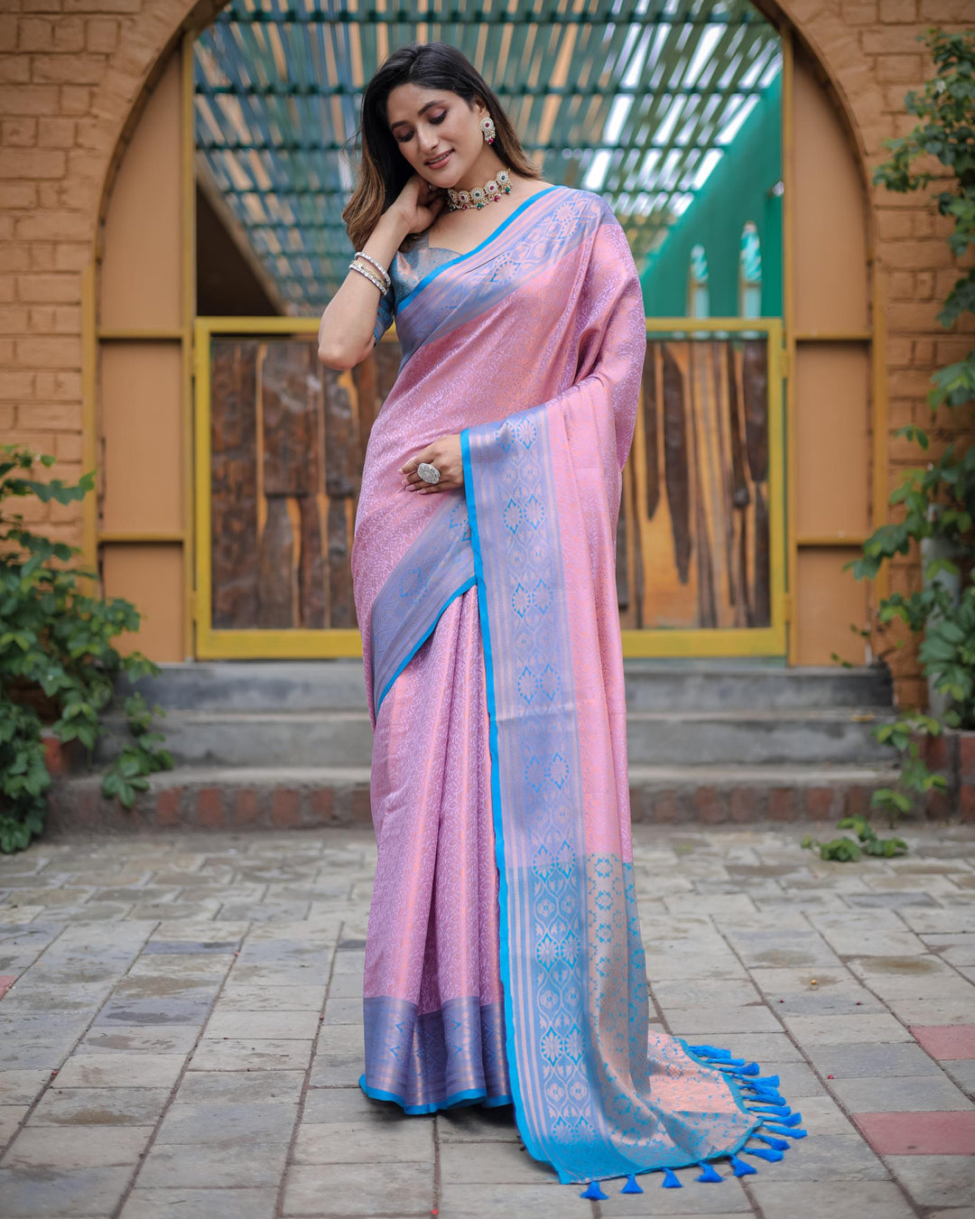 Baby pink luxury kanjivaram silk saree - PAHRAVA