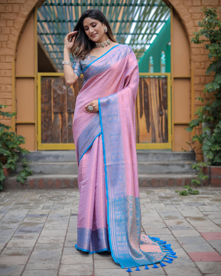 Baby pink luxury kanjivaram silk saree - PAHRAVA