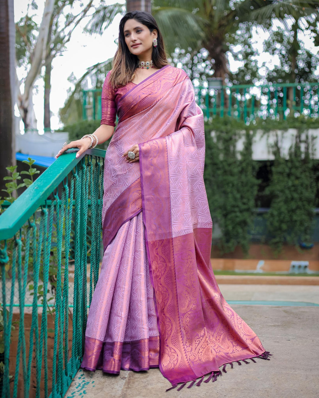 Pale lavender luxury kanjivaram silk saree - PAHRAVA