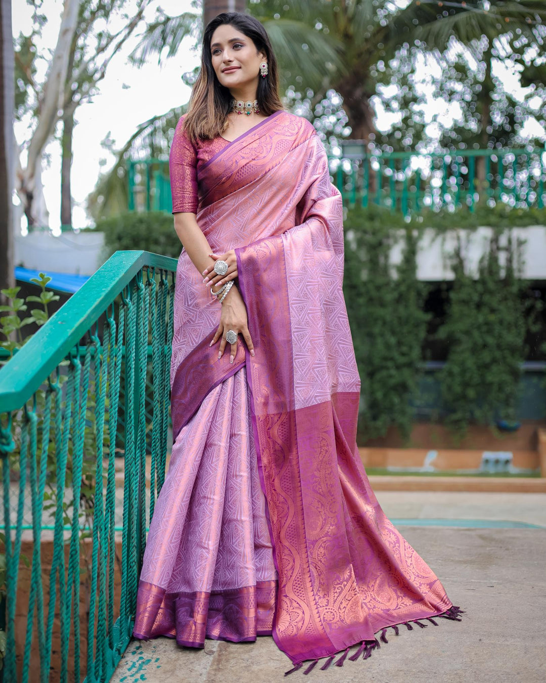 Pale lavender luxury kanjivaram silk saree - PAHRAVA