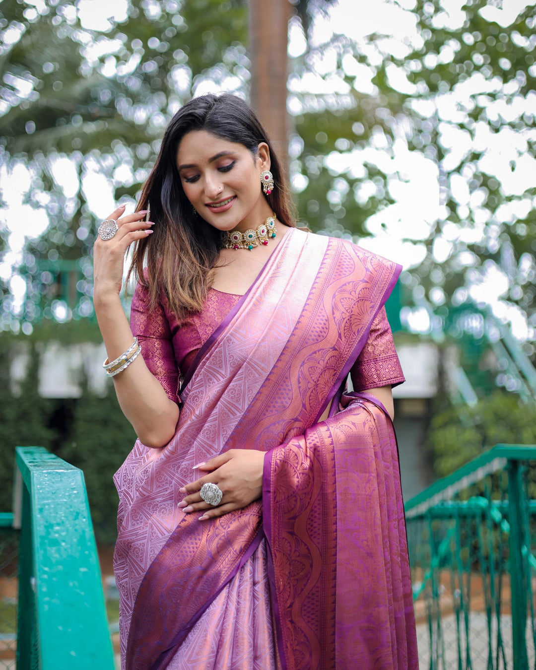 Pale lavender luxury kanjivaram silk saree - PAHRAVA