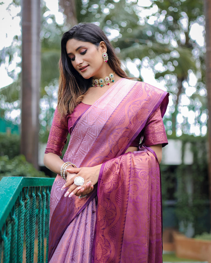 Pale lavender luxury kanjivaram silk saree - PAHRAVA