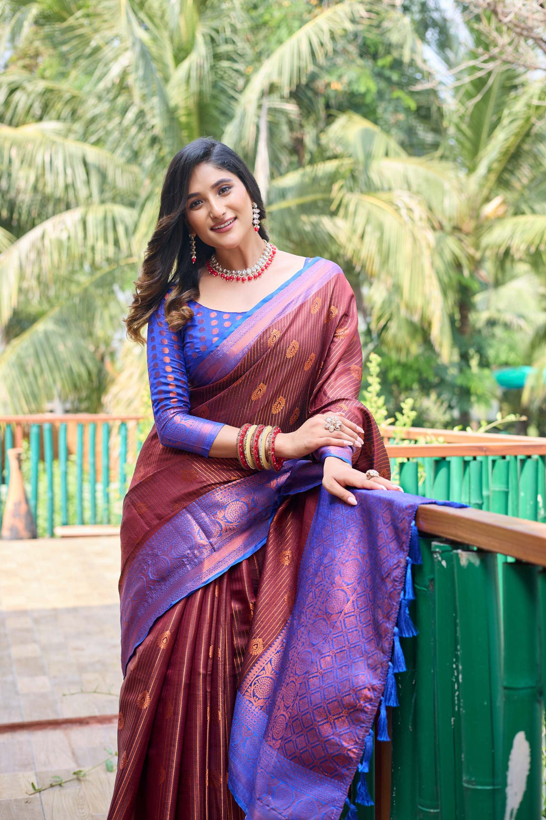 Dusk brown kanchi silk saree - PAHRAVA