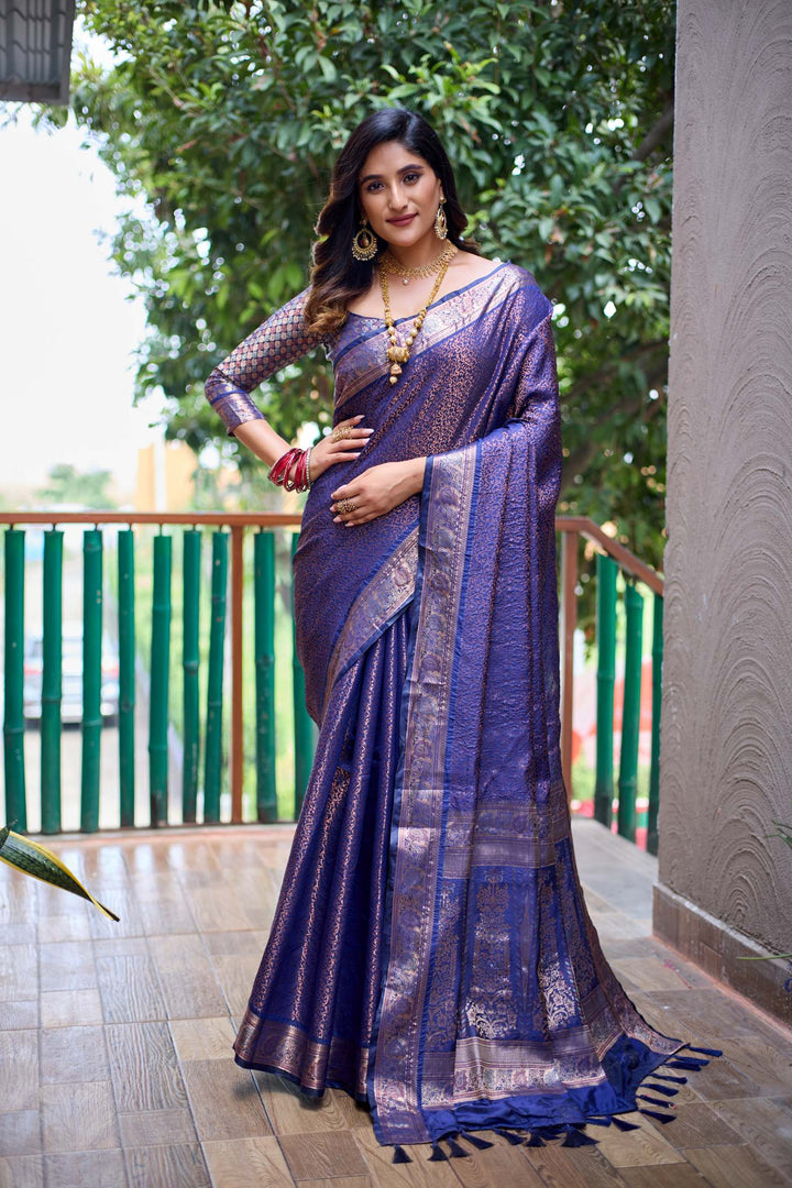 Rich Blue Soft Kubera Dharmavaram Pattu Saree - PAHRAVA