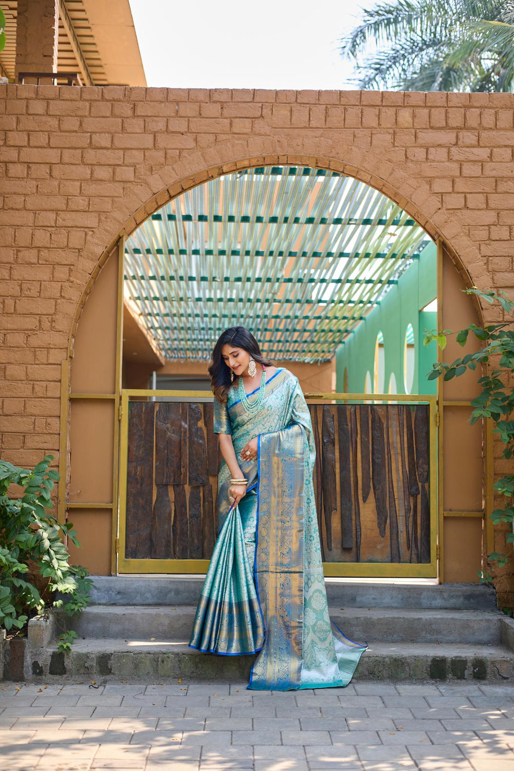 Classy blue banarasi tissue silk saree - PAHRAVA