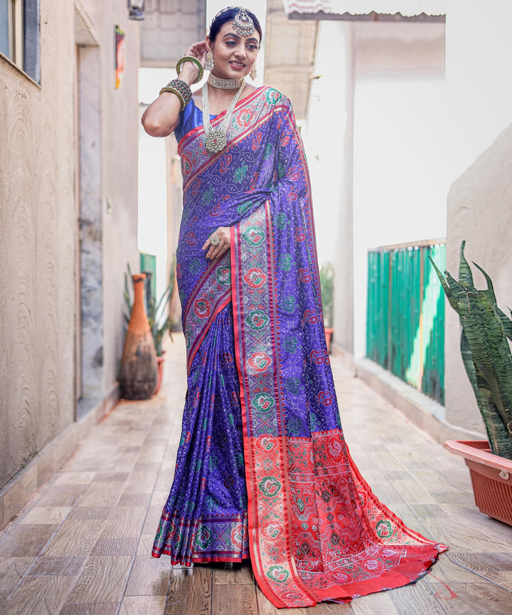 Royal Blue Soft Patola Silk Saree - PAHRAVA