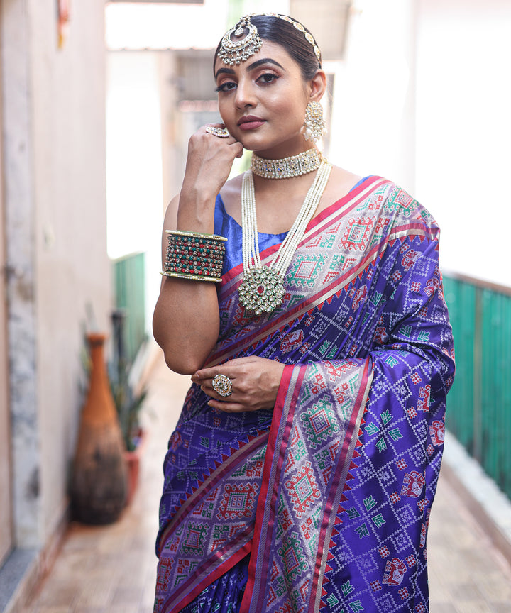 Royal Blue Patola Weave Silk Saree - PAHRAVA