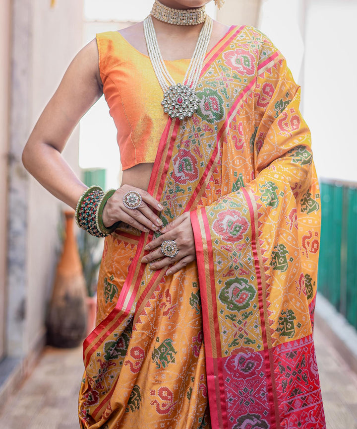 Dusk Orangre Soft Patola Silk Saree - PAHRAVA