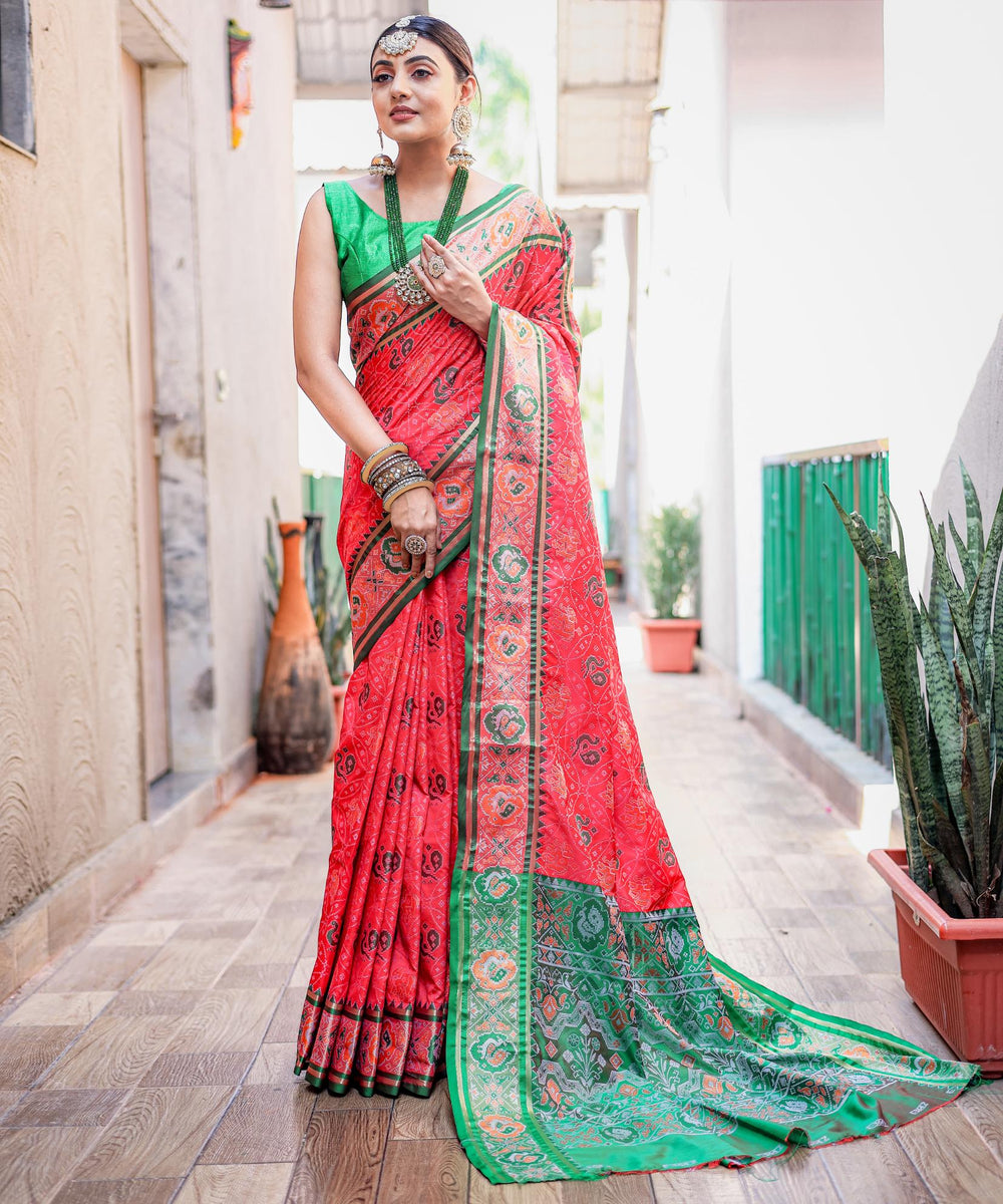 Plum Pink Soft Patola Silk Saree - PAHRAVA