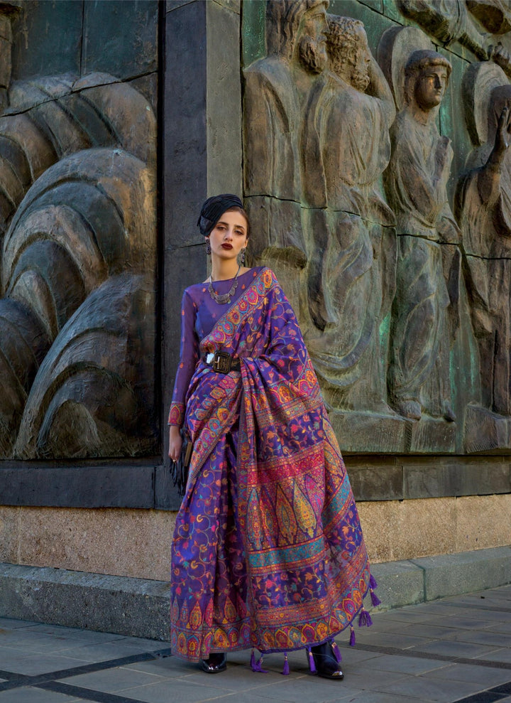 Purple Haze Organza Handloom Weaving Saree - PAHRAVA