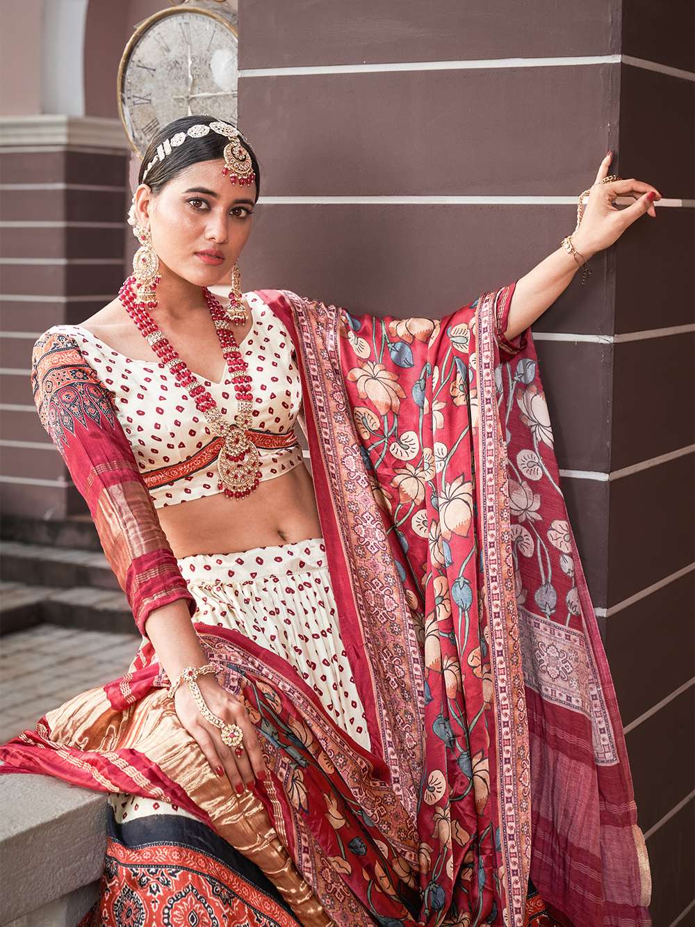 Soft Red Gaji Silk Lehenga Choli - PAHRAVA