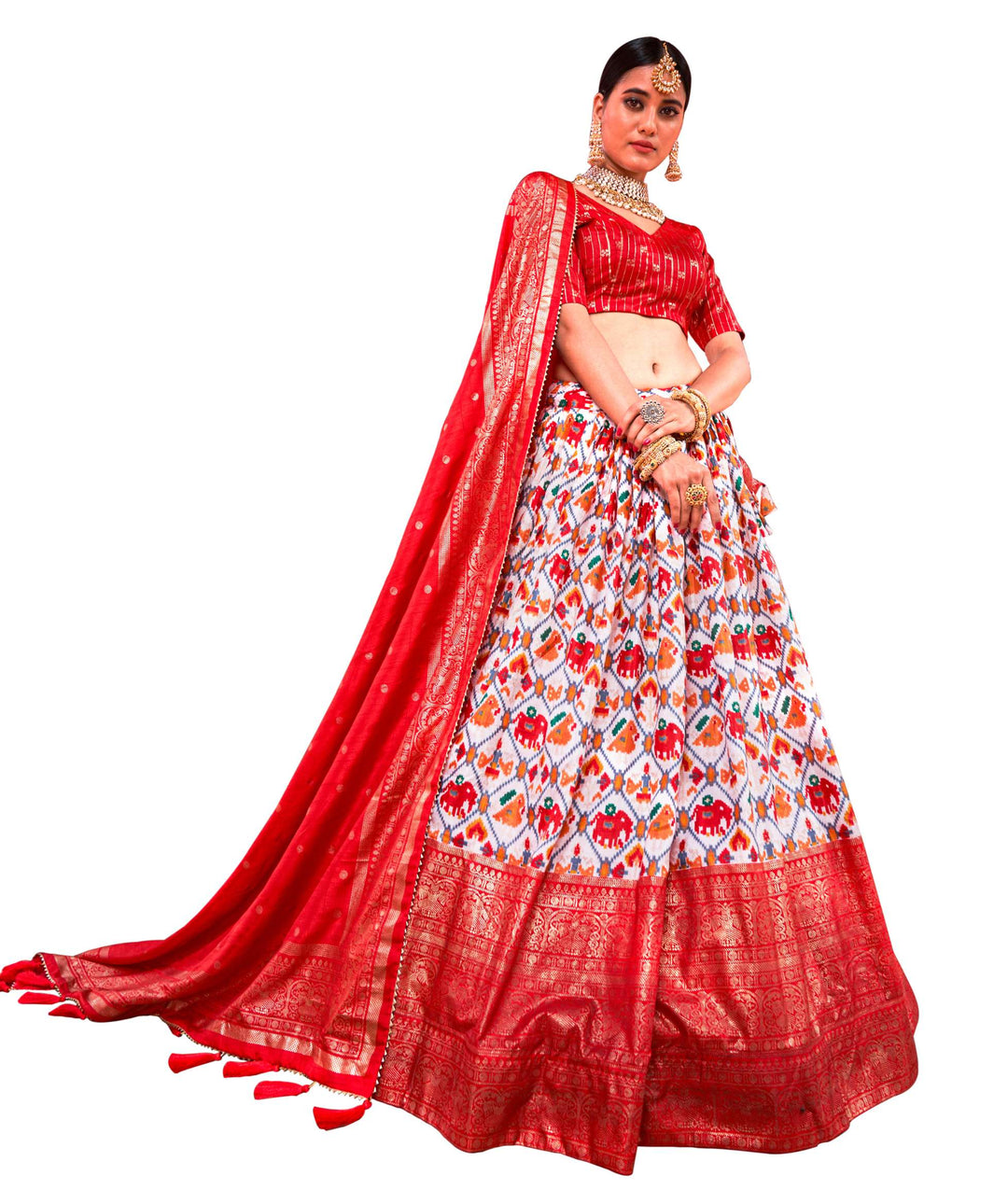 Ruby Red Classic Dola Silk Lehenga Choli - PAHRAVA