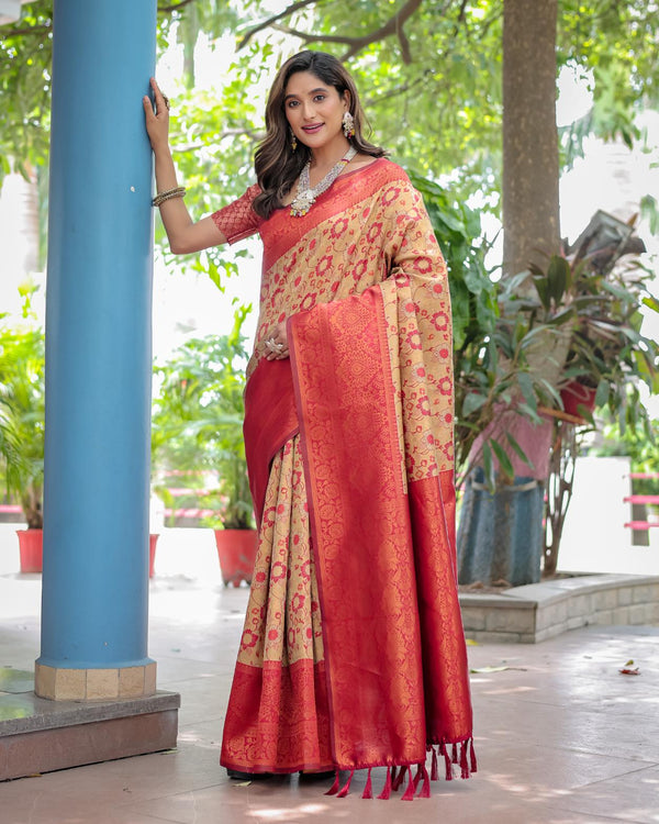 Charm Red Banarasi Silk Saree.