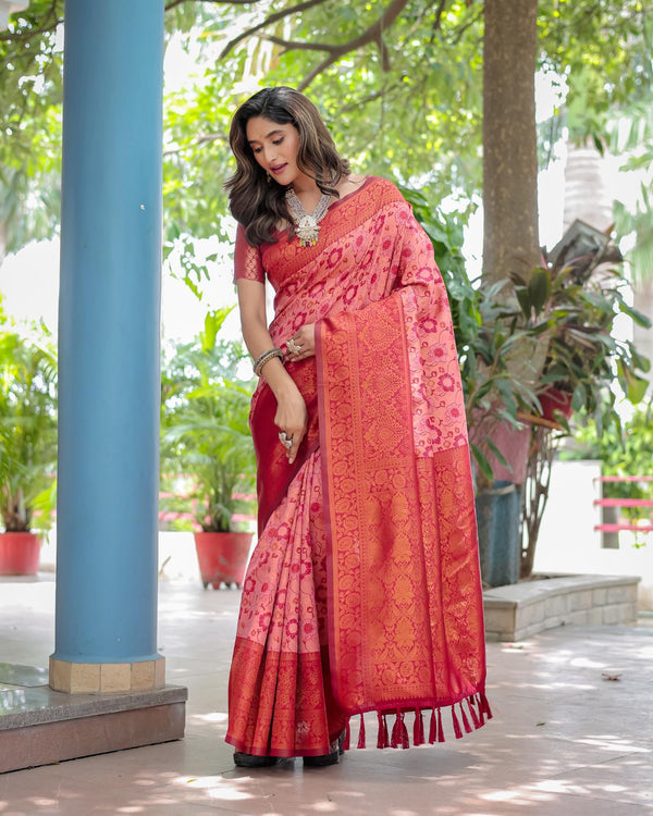 Light Pink Banarasi Silk Saree.