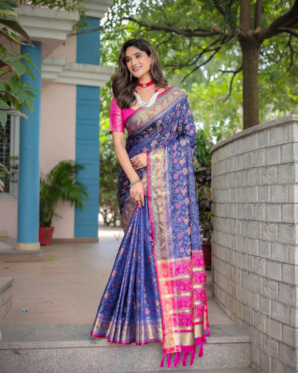 Royal Blue Soft Patola Silk Saree with Rich Pallu.