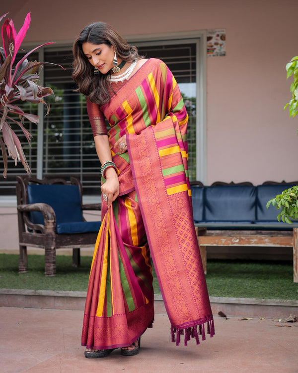 Maroon Soft Semi Kanjivaram Pattu Silk Saree.