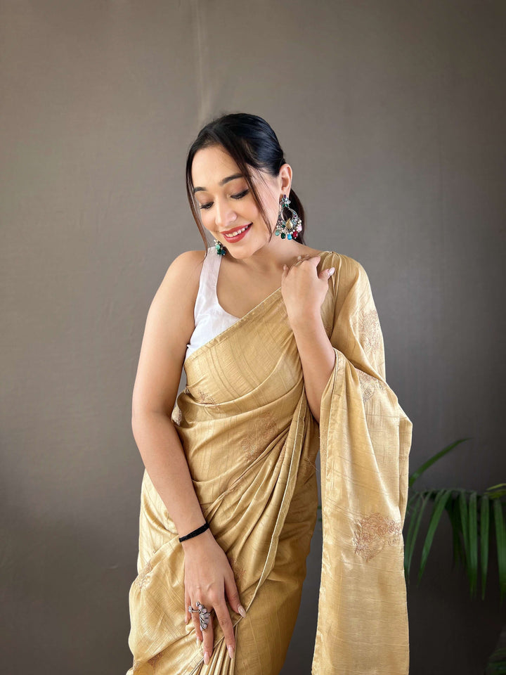 Classy Cream silk saree - PAHRAVA